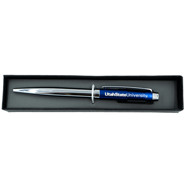 Utah State University Chrome and Blue Rollerball Pen